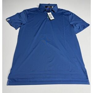 RLX Ralph Lauren Mens Medium Solid Blue Performance Golf Polo Wicking NWT Nice